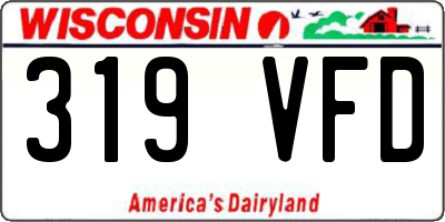 WI license plate 319VFD