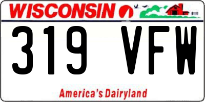 WI license plate 319VFW