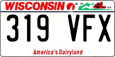 WI license plate 319VFX