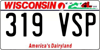 WI license plate 319VSP