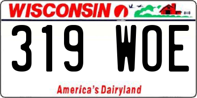 WI license plate 319WOE