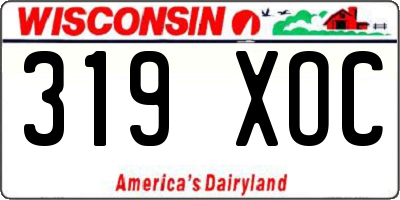WI license plate 319XOC