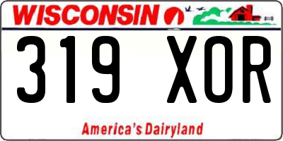WI license plate 319XOR