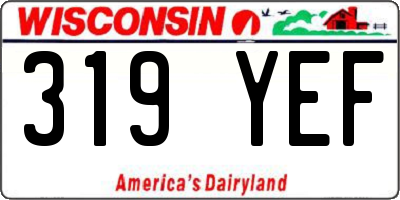 WI license plate 319YEF