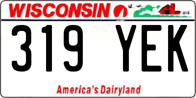 WI license plate 319YEK