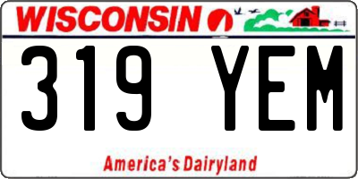 WI license plate 319YEM