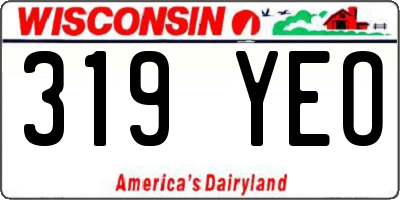 WI license plate 319YEO