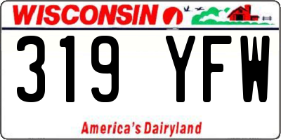 WI license plate 319YFW