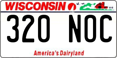 WI license plate 320NOC