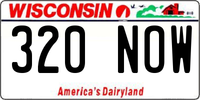 WI license plate 320NOW