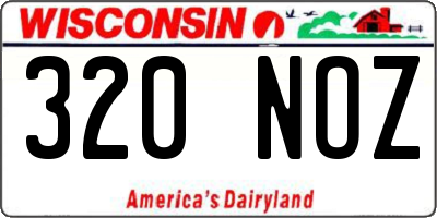 WI license plate 320NOZ
