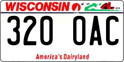 WI license plate 320OAC