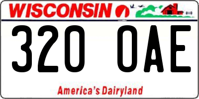 WI license plate 320OAE