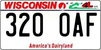 WI license plate 320OAF