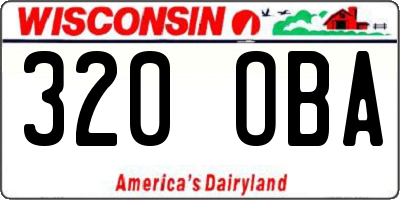 WI license plate 320OBA