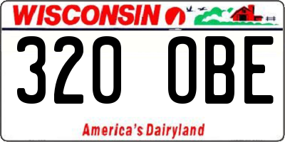 WI license plate 320OBE
