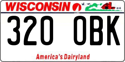 WI license plate 320OBK