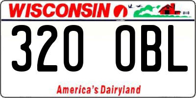 WI license plate 320OBL