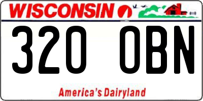 WI license plate 320OBN