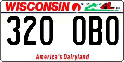 WI license plate 320OBO