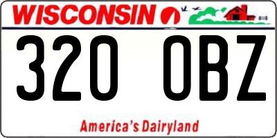 WI license plate 320OBZ