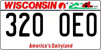 WI license plate 320OEO