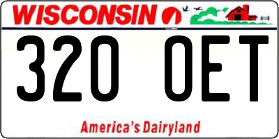 WI license plate 320OET