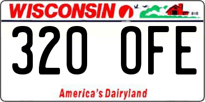 WI license plate 320OFE
