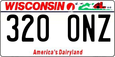 WI license plate 320ONZ