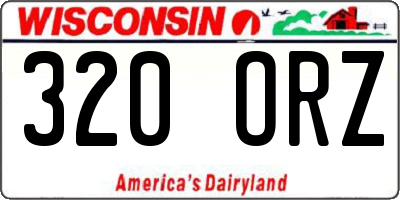 WI license plate 320ORZ
