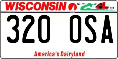 WI license plate 320OSA