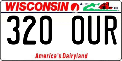 WI license plate 320OUR