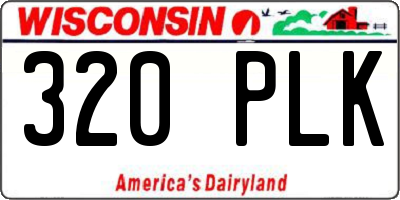 WI license plate 320PLK
