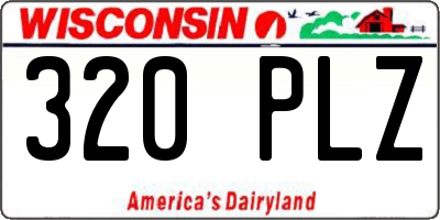 WI license plate 320PLZ
