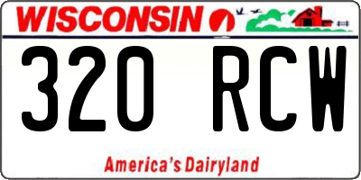 WI license plate 320RCW
