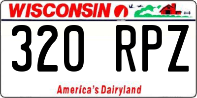 WI license plate 320RPZ