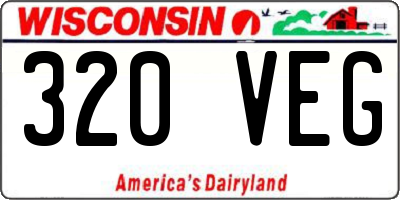 WI license plate 320VEG