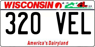 WI license plate 320VEL