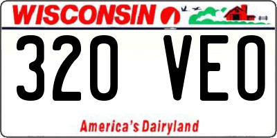 WI license plate 320VEO