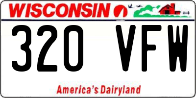 WI license plate 320VFW