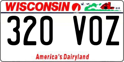 WI license plate 320VOZ