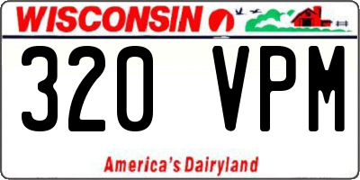 WI license plate 320VPM