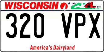 WI license plate 320VPX