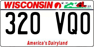 WI license plate 320VQO