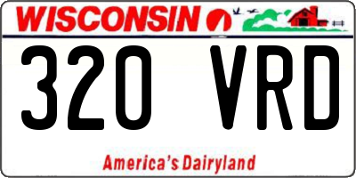 WI license plate 320VRD