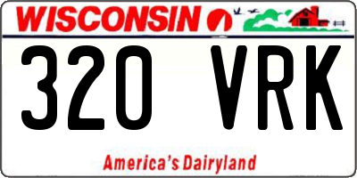 WI license plate 320VRK