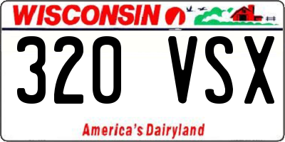 WI license plate 320VSX