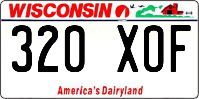 WI license plate 320XOF