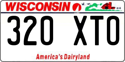 WI license plate 320XTO