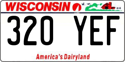 WI license plate 320YEF